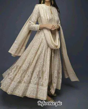 Custom high quality Chikankari Anarkali Wedding Suit