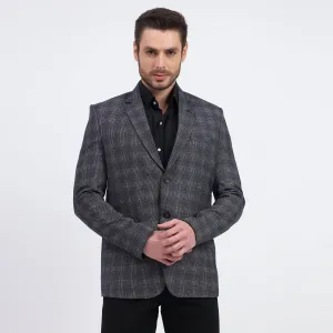Darelooks Men's Slim Fit Checked Tweed Blazer for Office Wear (Blue)
