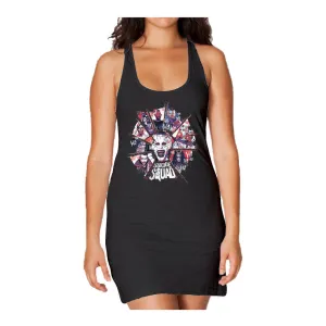 DC Suicide Squad Shattered Official Women's Long Tank Dress (Black)