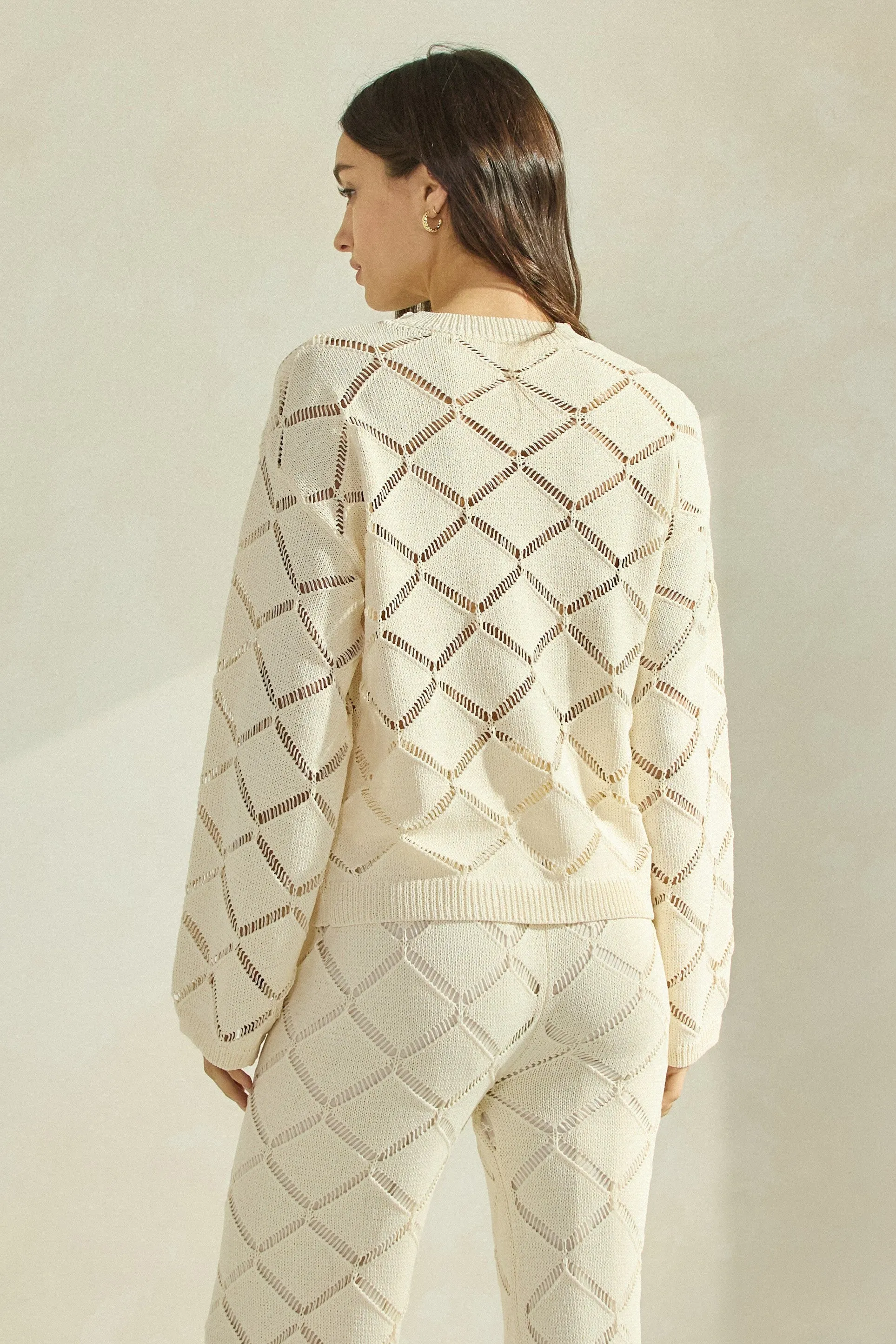 Diamond Openwork Knit Top