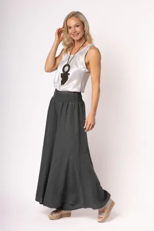 Diana Linen Pant - Khaki   Black   Granite - Imagine Fashion