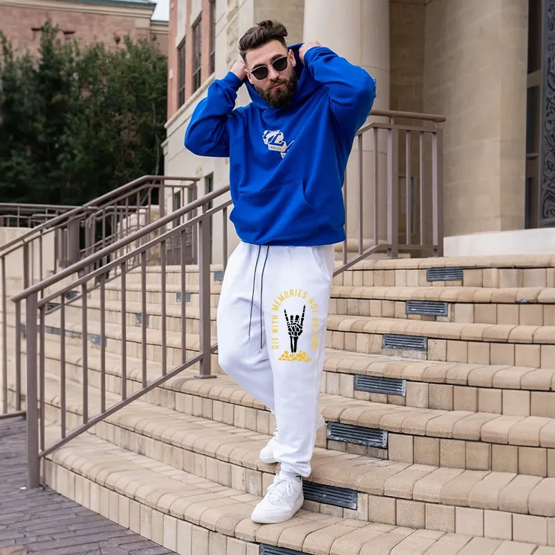 DIE WITH MEMORIES NOT DREAMS White Print Joggers