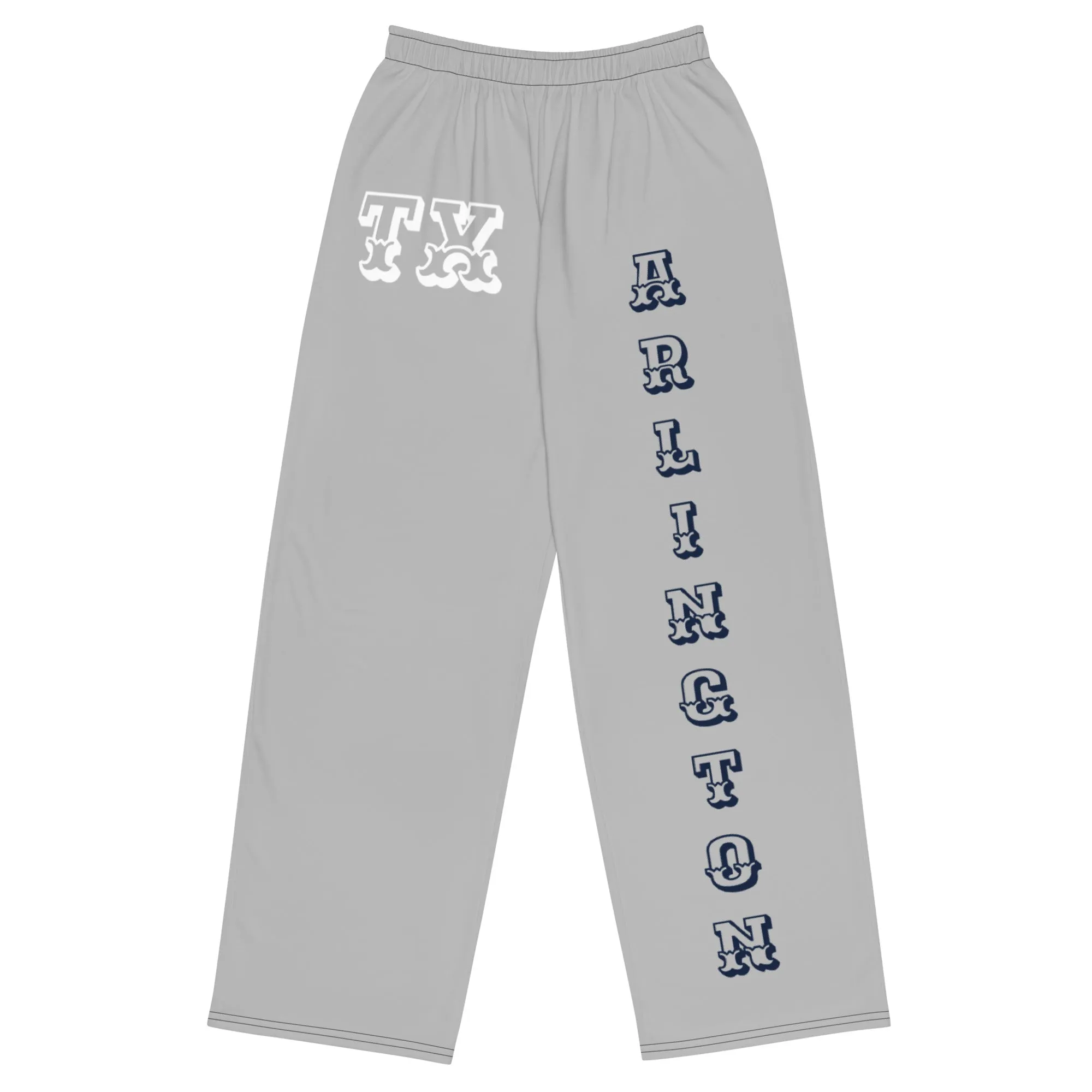 DJD TX- "It's A Arlington Thang" Unisex Wide-Leg Pants Gray/Navy/White