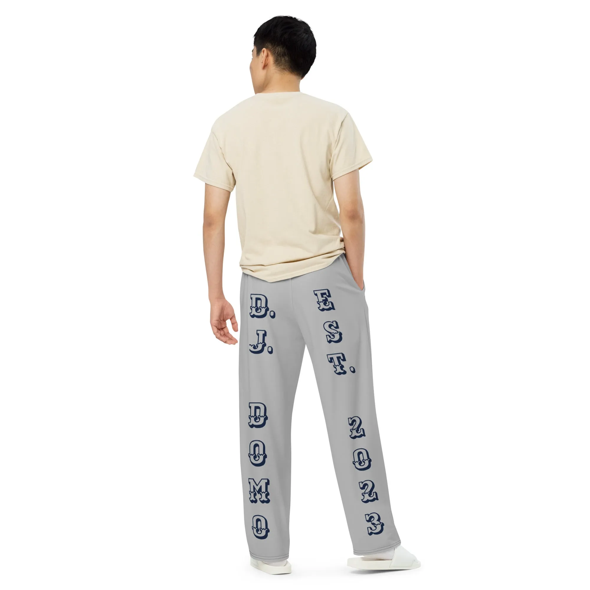DJD TX- "It's A Arlington Thang" Unisex Wide-Leg Pants Gray/Navy/White