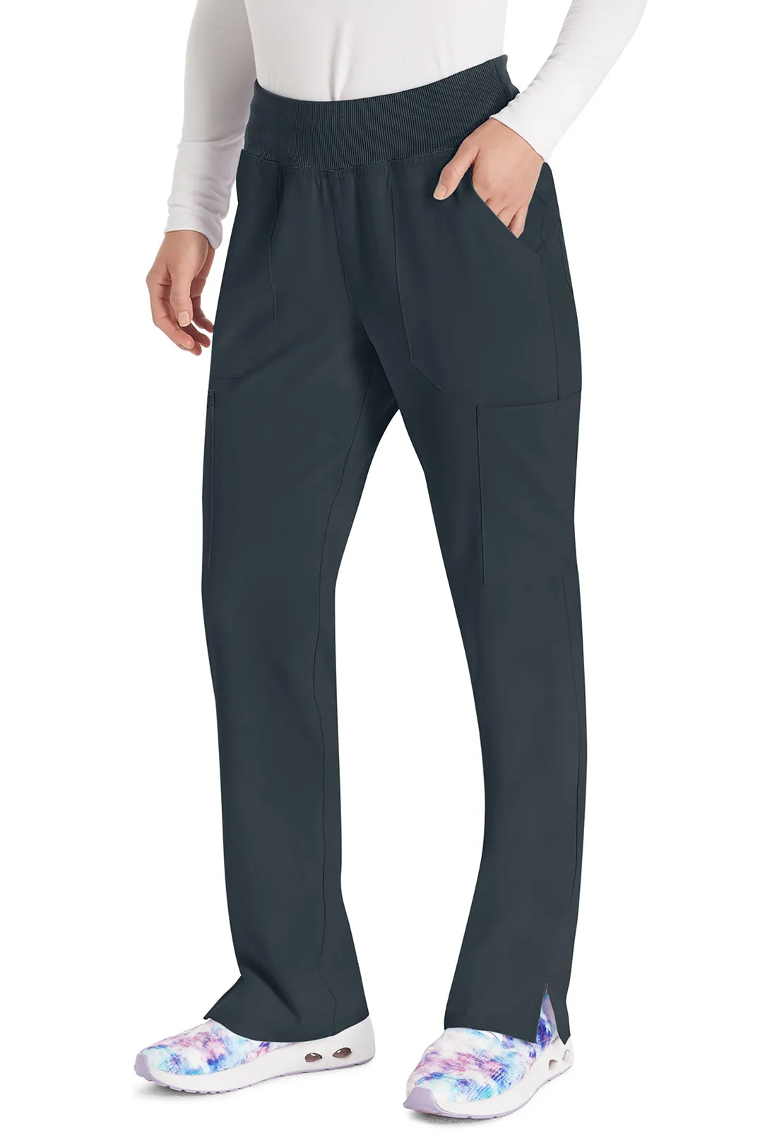 EDS Essentials DK005 Natural Rise Tapered Leg Pull-On Pants Pewter