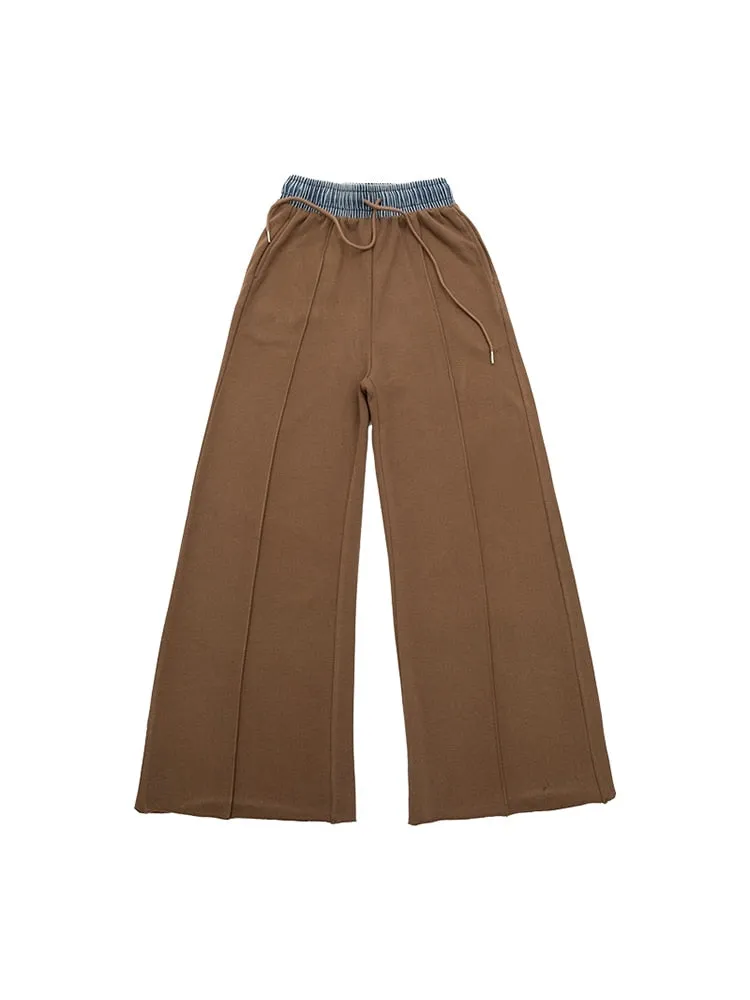 Elastic Waist Drawstring Wide Leg Velvet Sweatpants Velvet Sports Pants Female Loose