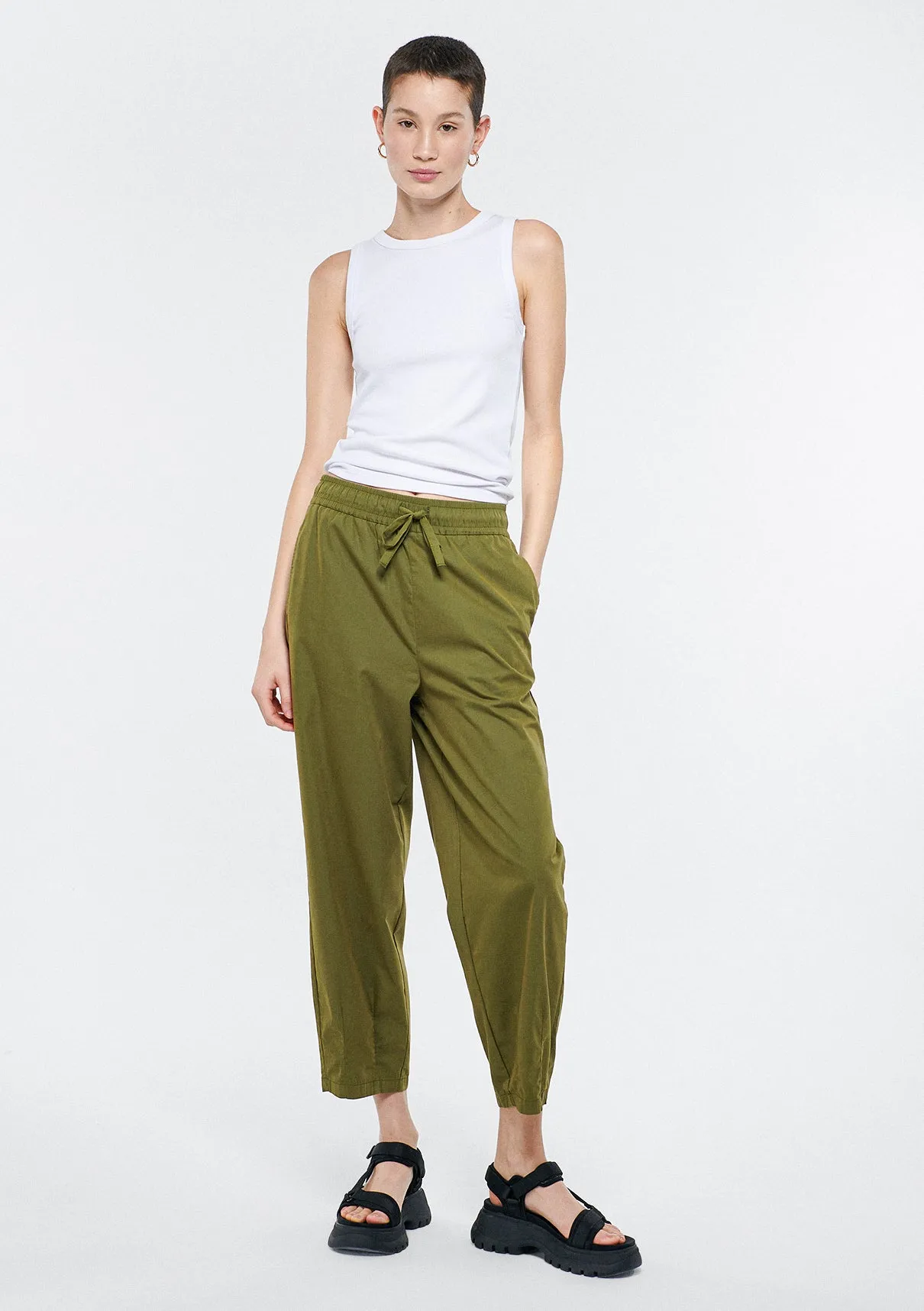 Elastic Waisted Khaki Pants