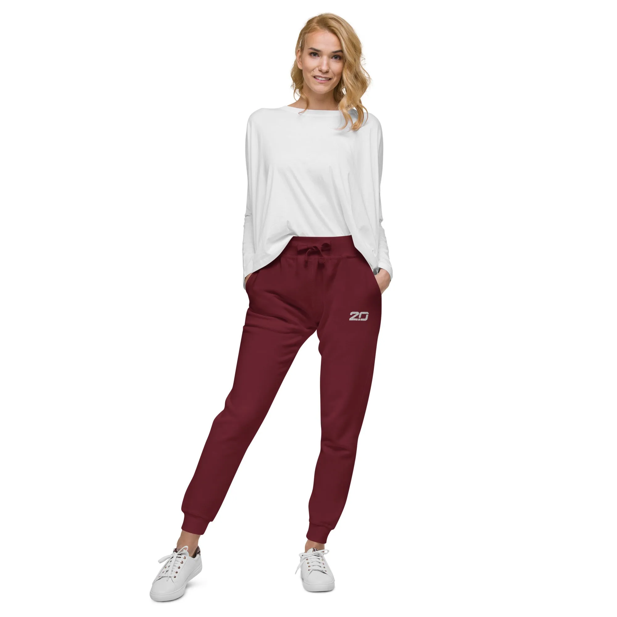 Embroidered Women's Joggers - Maroon