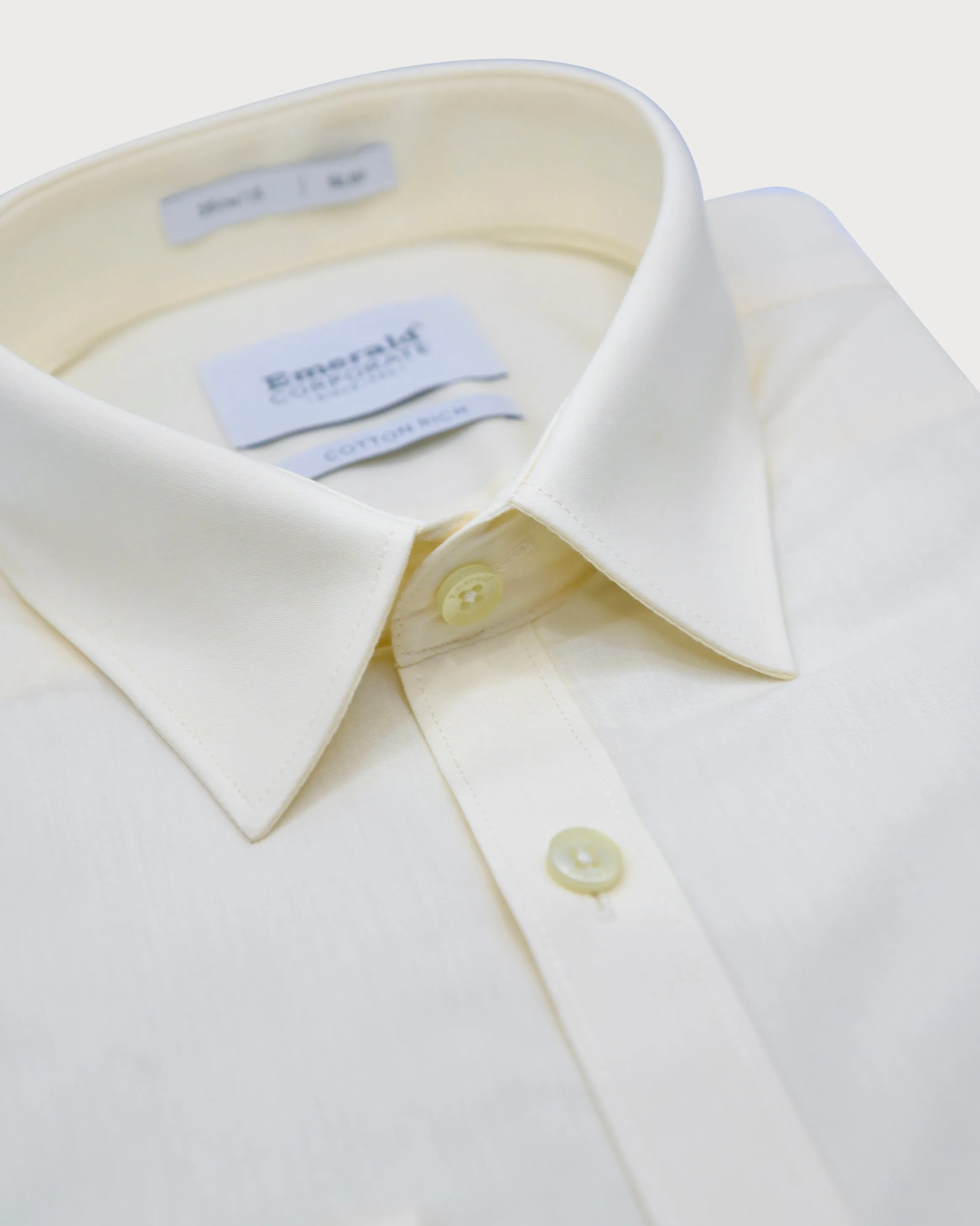 Emerald Corporate Plain Slim Fit-Cream Gold
