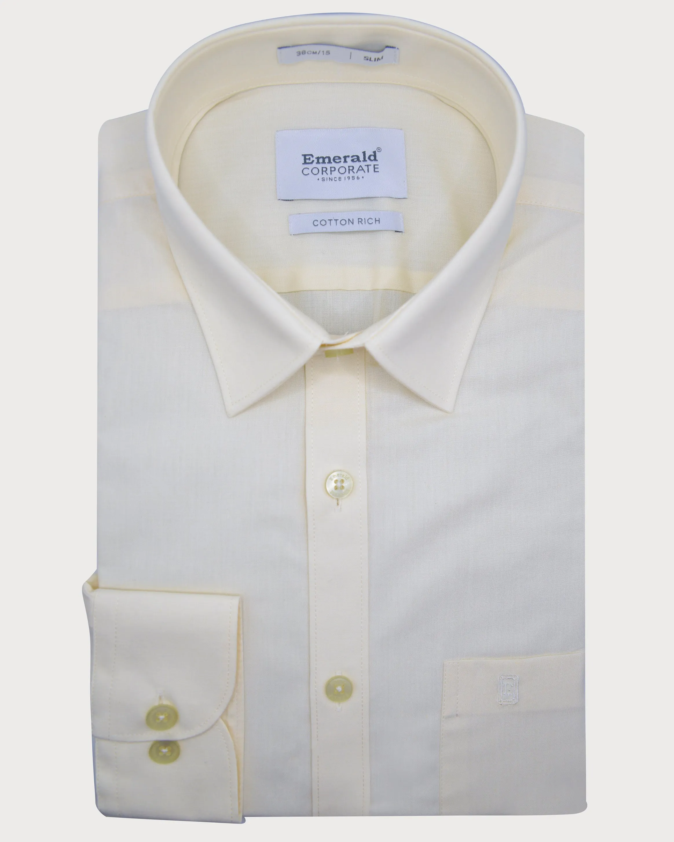 Emerald Corporate Plain Slim Fit-Cream Gold