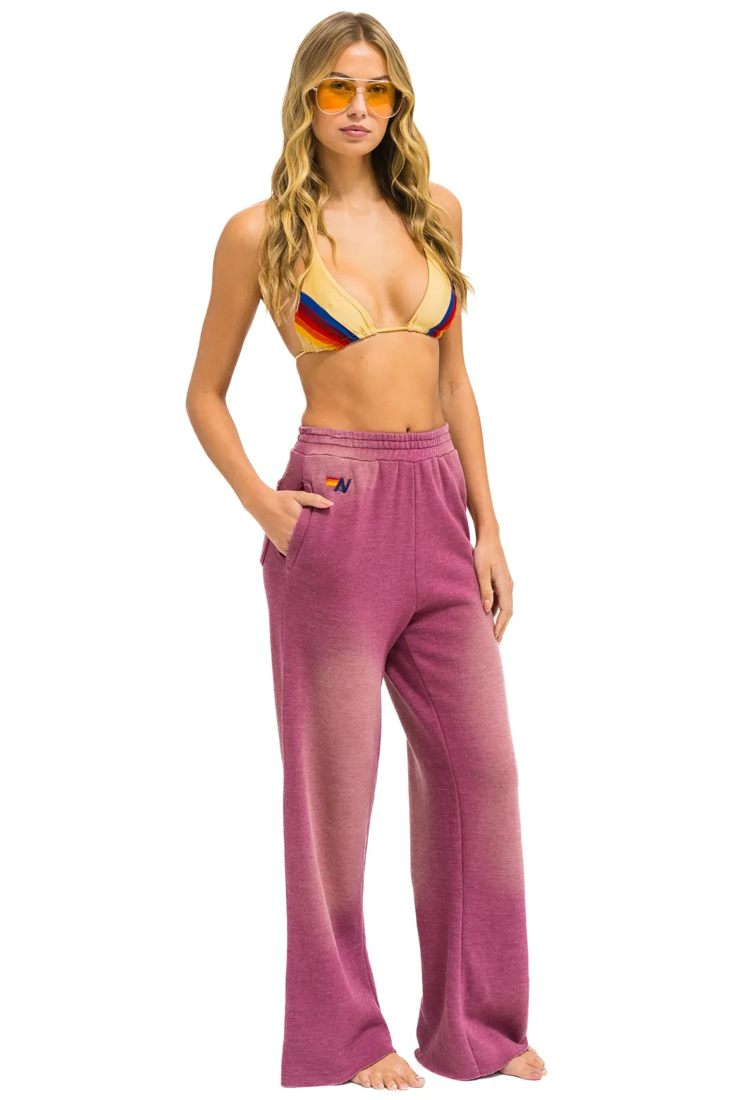 ESSENTIAL WIDE LEG POCKET SWEATPANTS - FADED BERRY