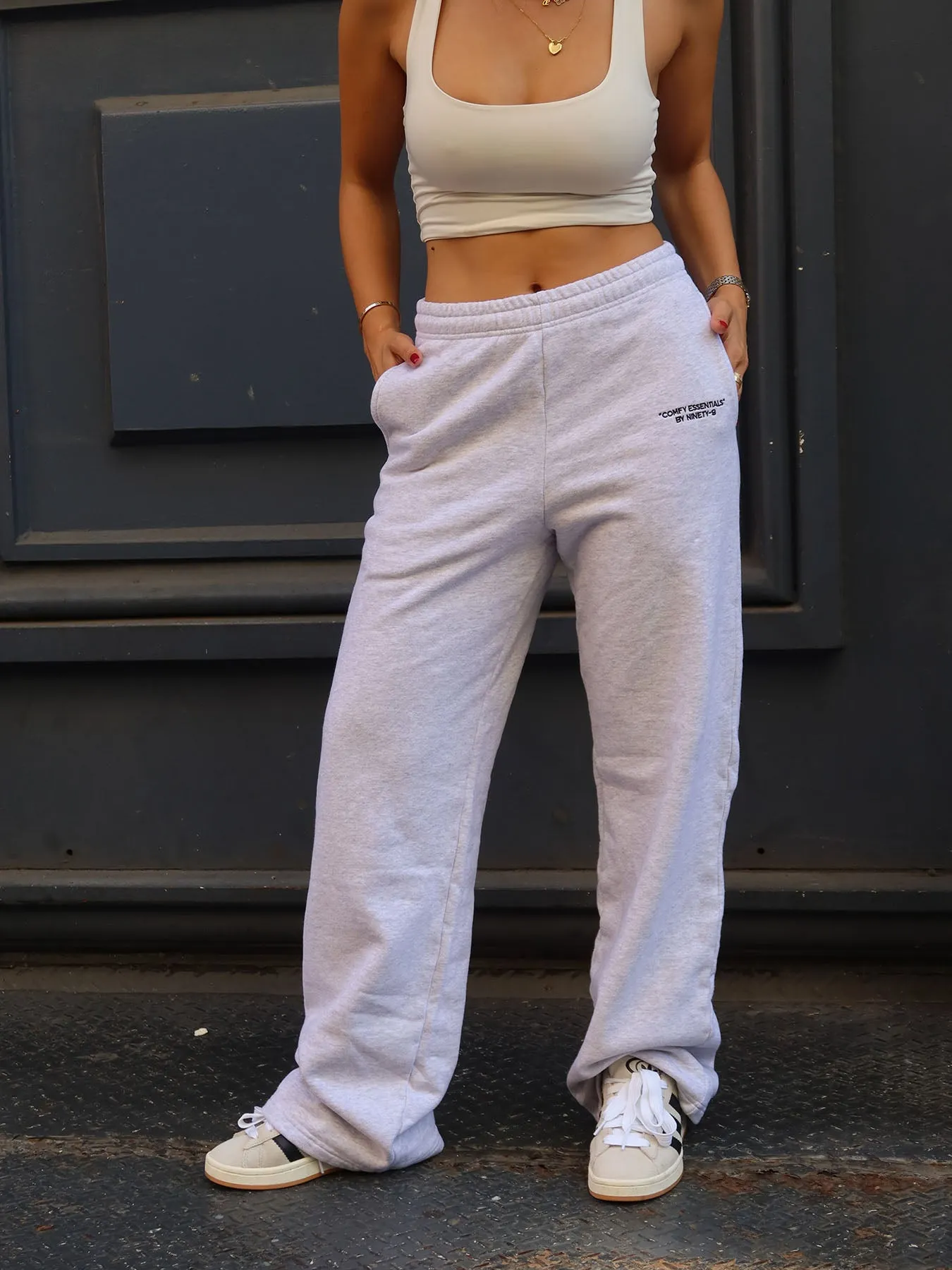 ESSENTIALS - Straight Leg Sweatpants • Light Grey