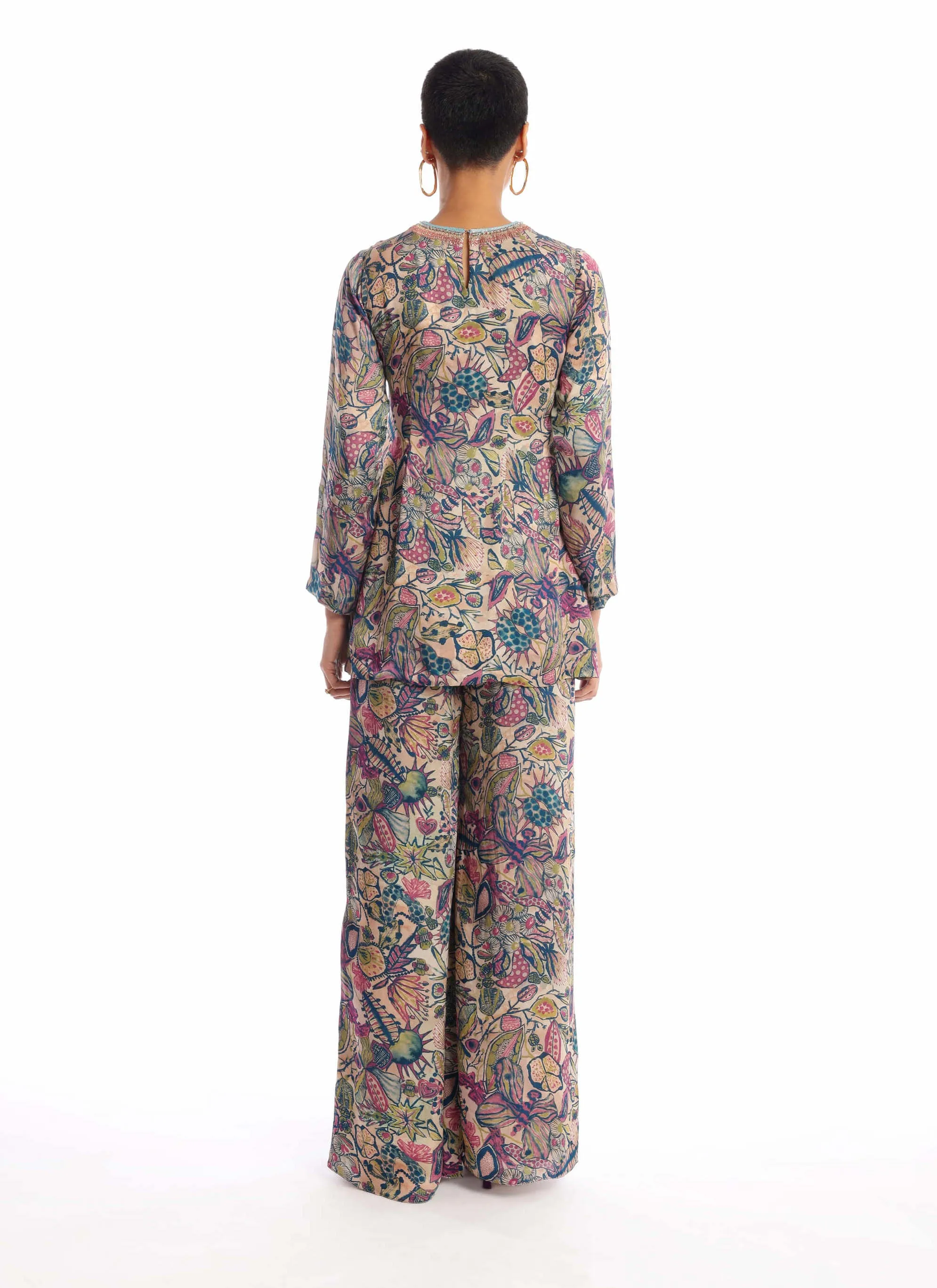 Euphoria pink green palazzo set
