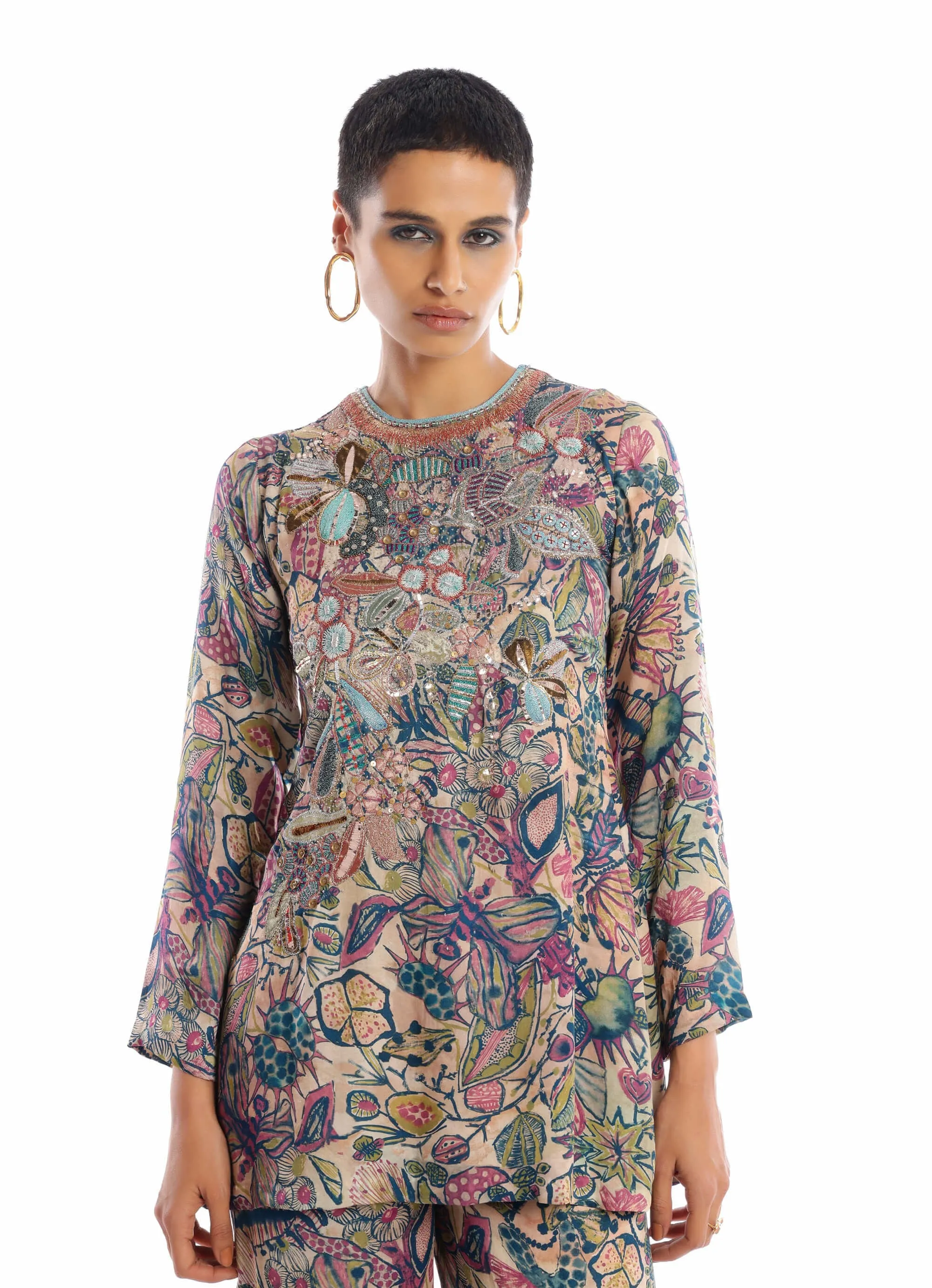 Euphoria pink green palazzo set