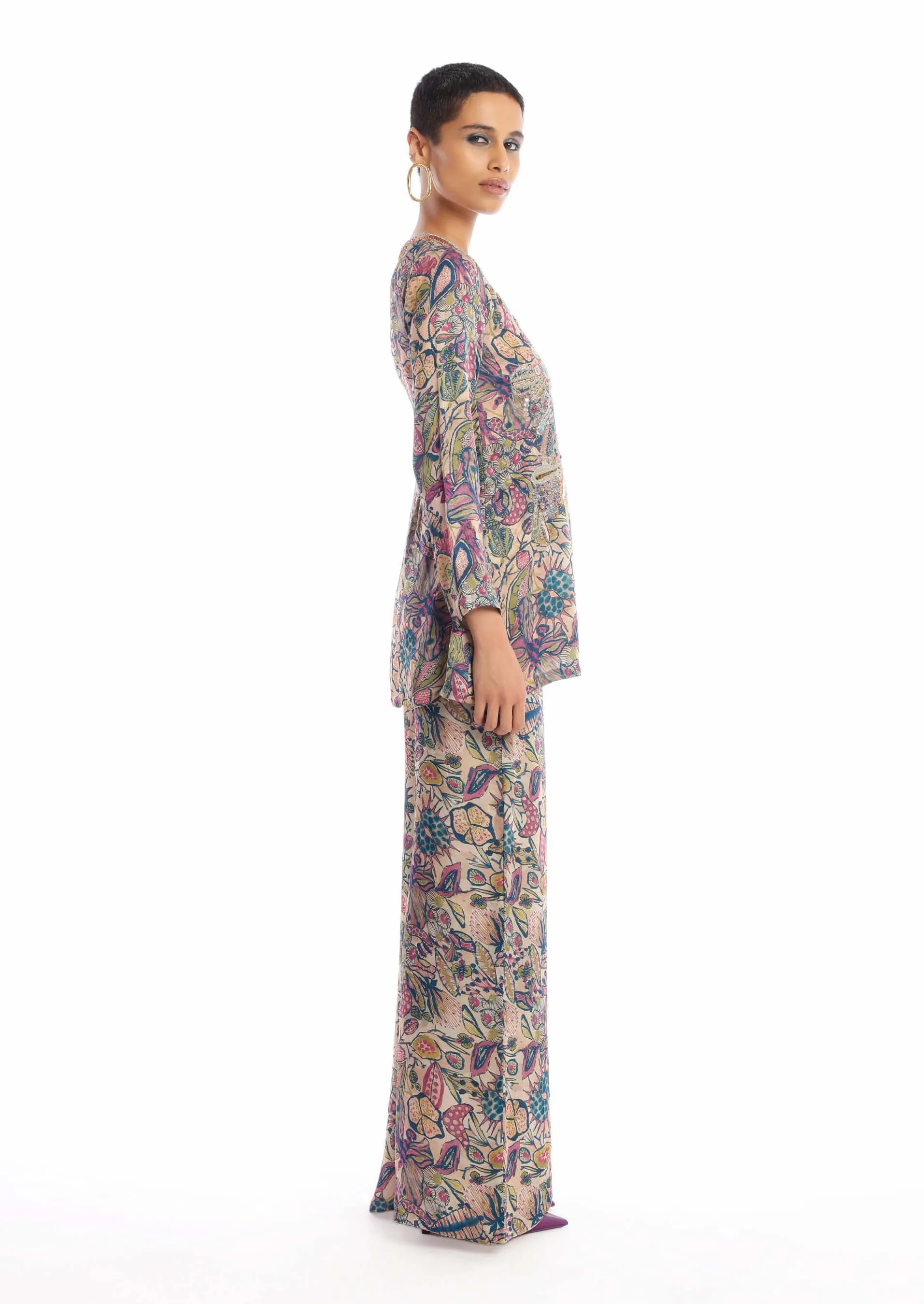 Euphoria pink green palazzo set