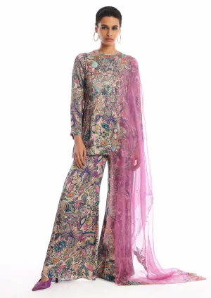 Euphoria pink green palazzo set