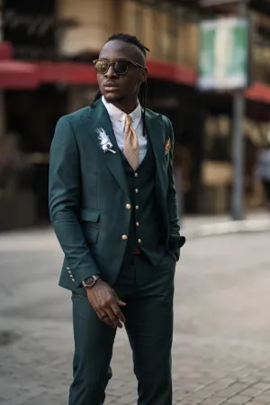 Evo Green Slim Fit Peak Lapel Suit