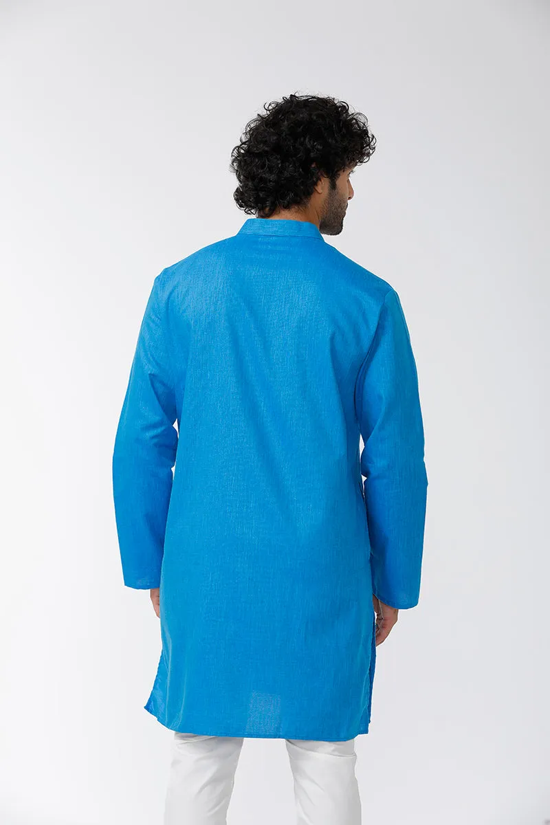 Exotic - Dark Blue Long Kurta For Mens | Uathaym