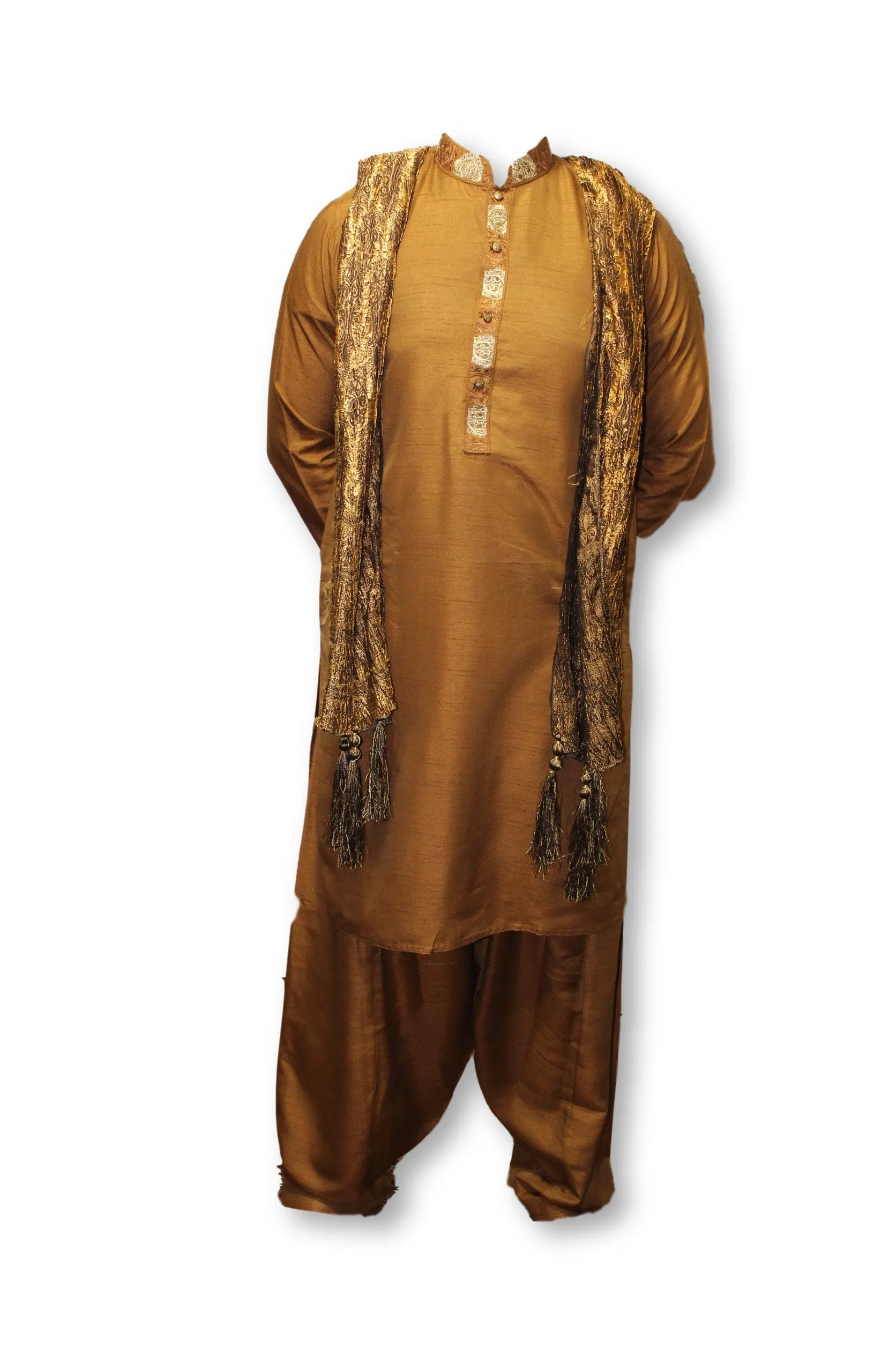 F26  Pakistani Indian Men Fine Design 3 Pcs Fancy Shalwar Kameez With Stole