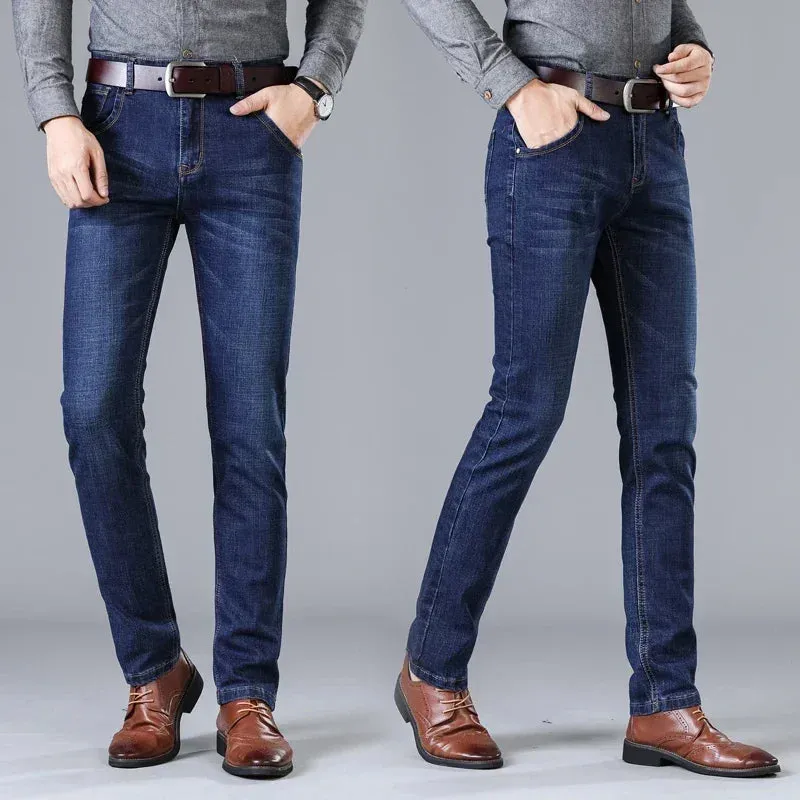 FlexiStyle Herren Stretch-Denim-Langhosen mit Geradem Schnitt