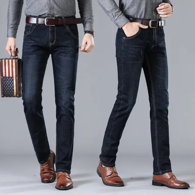 FlexiStyle Herren Stretch-Denim-Langhosen mit Geradem Schnitt