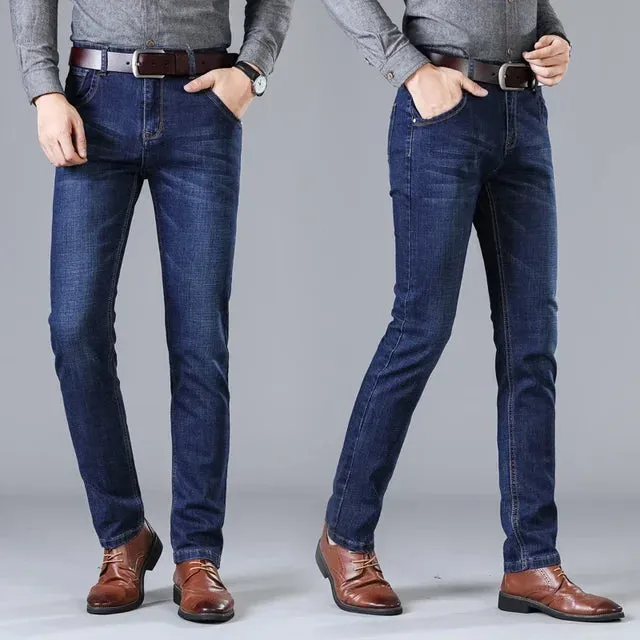 FlexiStyle Herren Stretch-Denim-Langhosen mit Geradem Schnitt