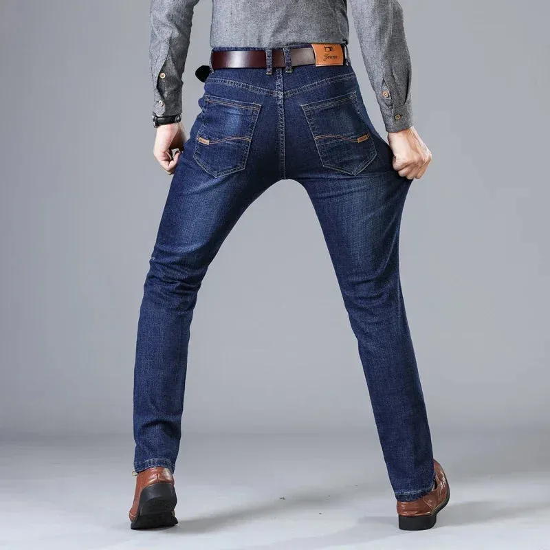 FlexiStyle Herren Stretch-Denim-Langhosen mit Geradem Schnitt
