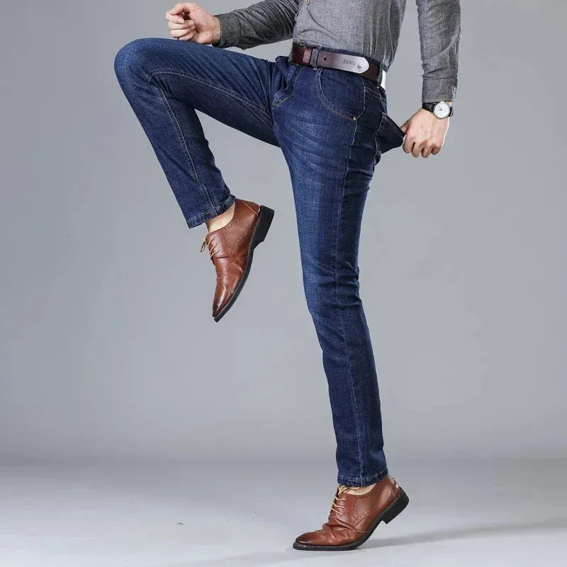 FlexiStyle Herren Stretch-Denim-Langhosen mit Geradem Schnitt