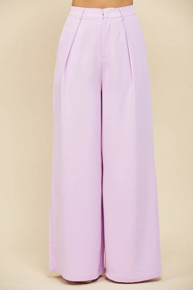 FLOWY WIDE LEG LINEN TROUSER PANTS W2315PIB