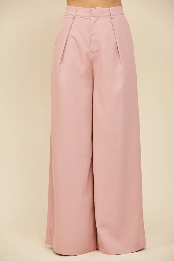 FLOWY WIDE LEG LINEN TROUSER PANTS W2315PIB