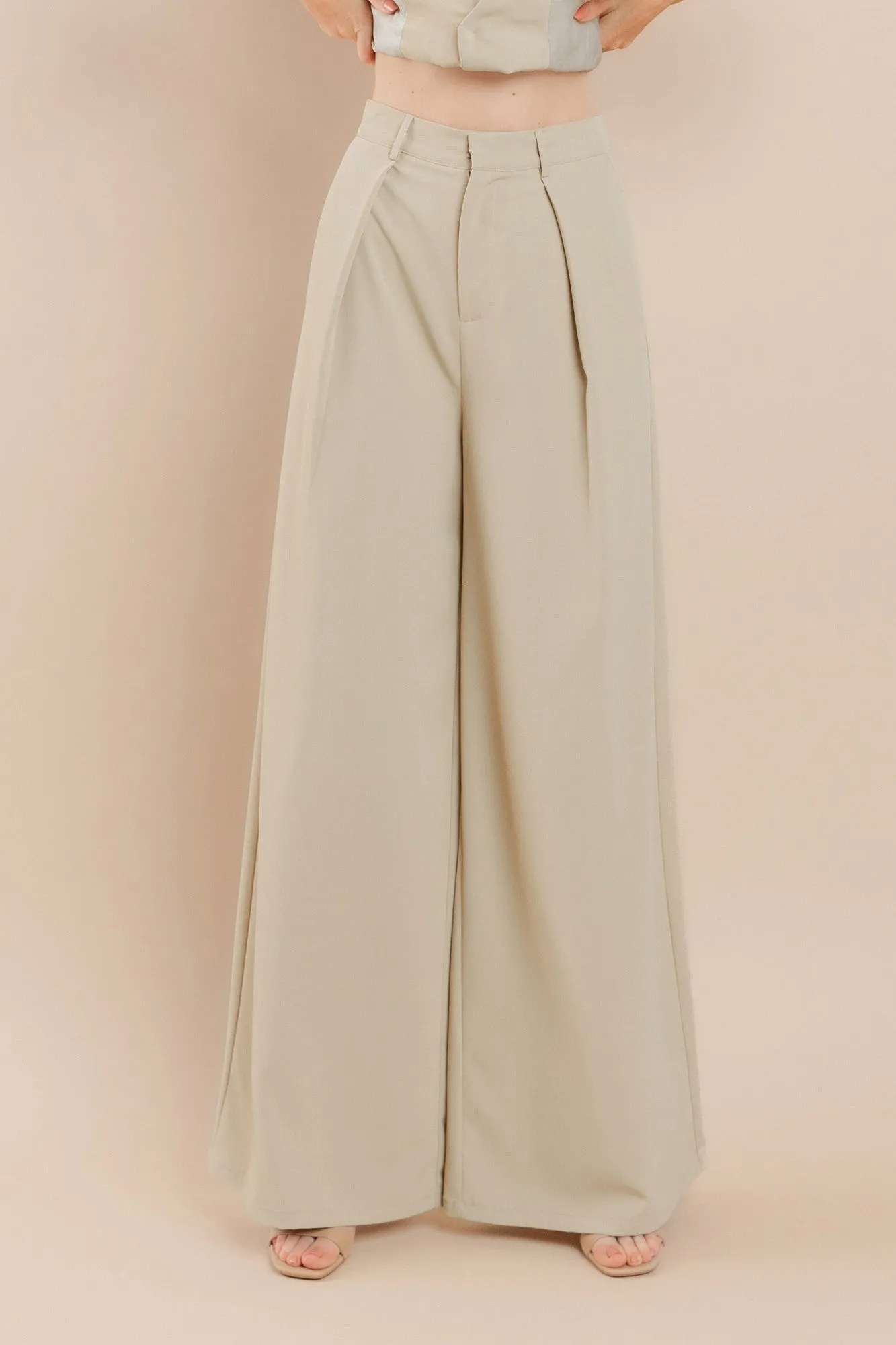 FLOWY WIDE LEG LINEN TROUSER PANTS W2315PIB