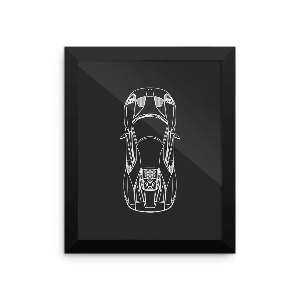 Ford GT Outline Poster - Framed