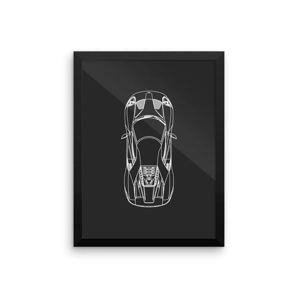 Ford GT Outline Poster - Framed