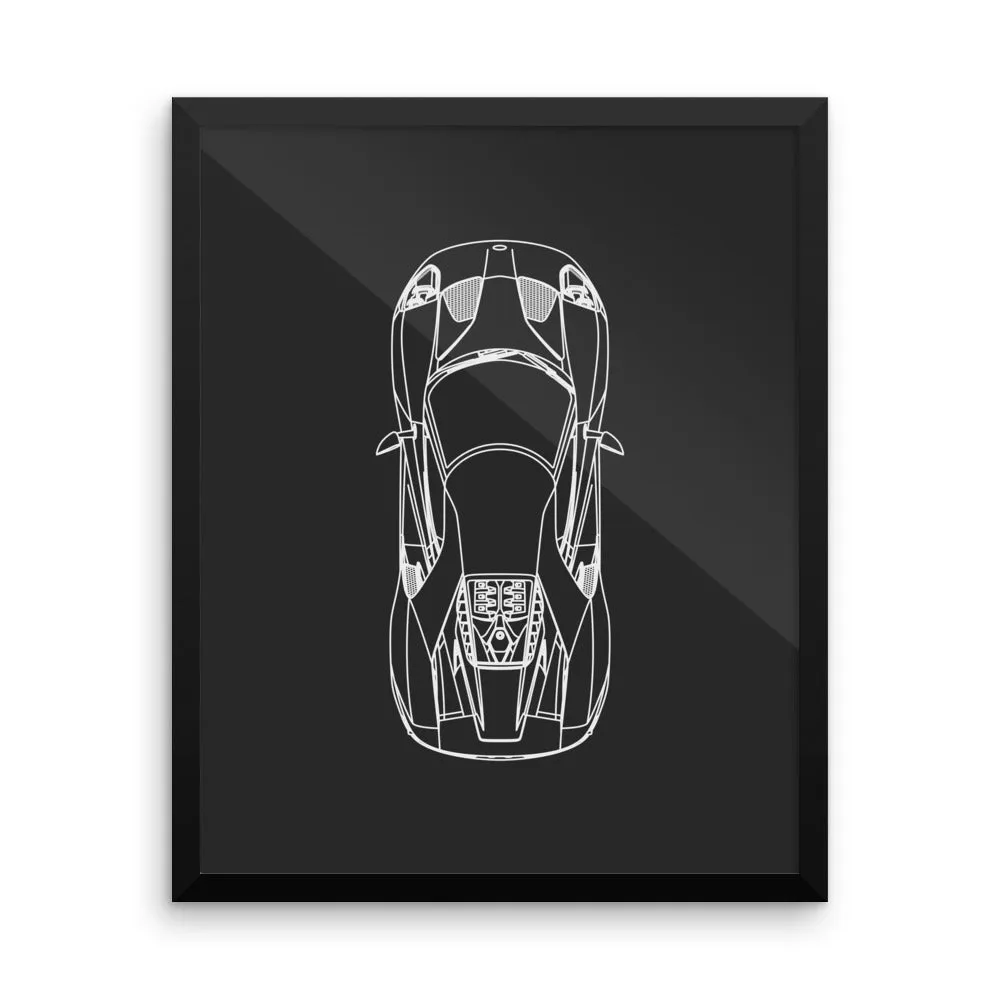 Ford GT Outline Poster - Framed