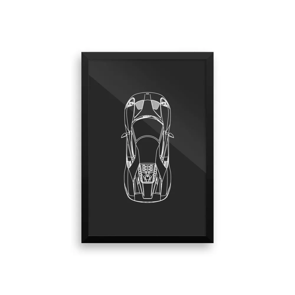 Ford GT Outline Poster - Framed