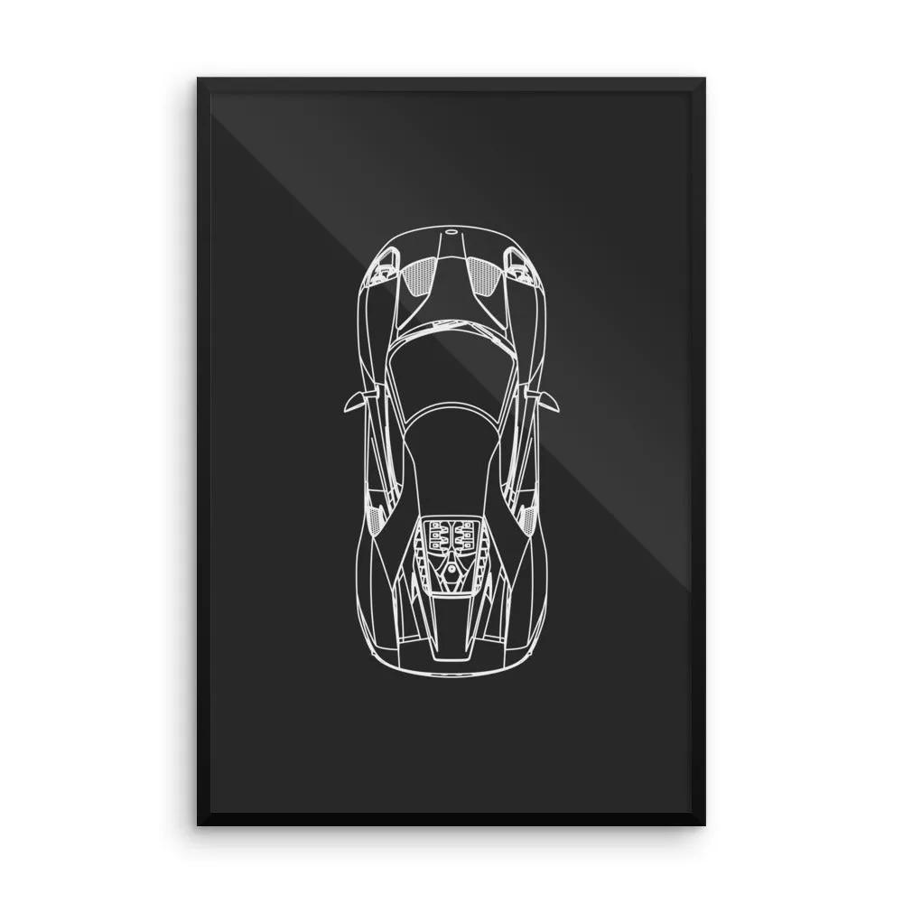 Ford GT Outline Poster - Framed
