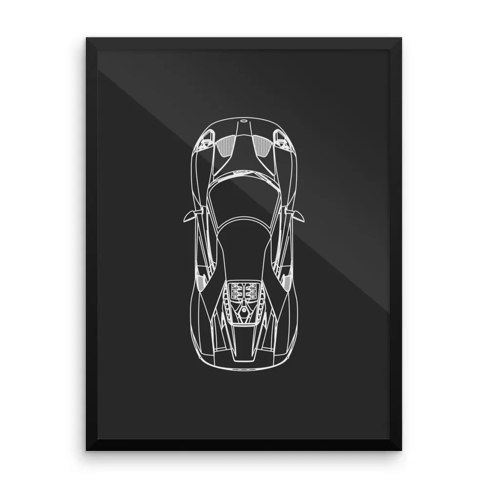 Ford GT Outline Poster - Framed