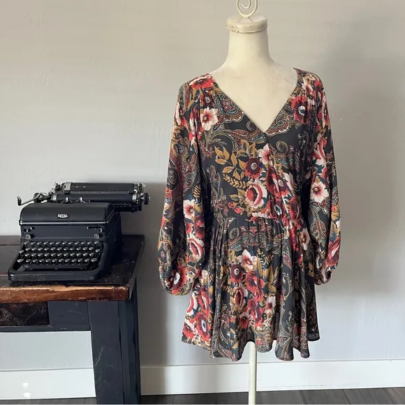 Free People High Plains Printed Dress - Size XS