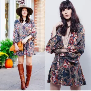 Free People High Plains Printed Dress - Size XS