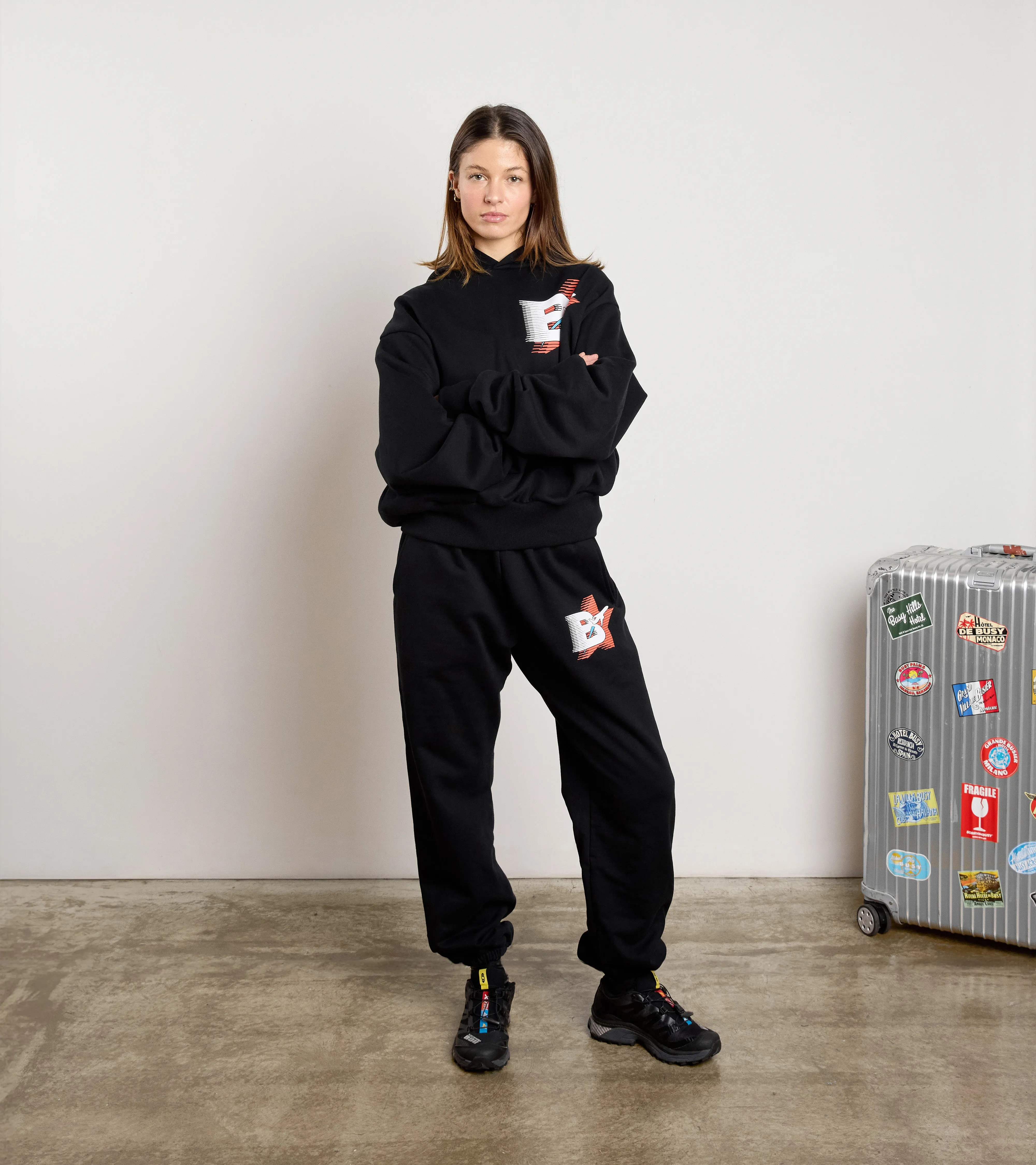 Frequent Flyer Cuffed Sweatpants - Black