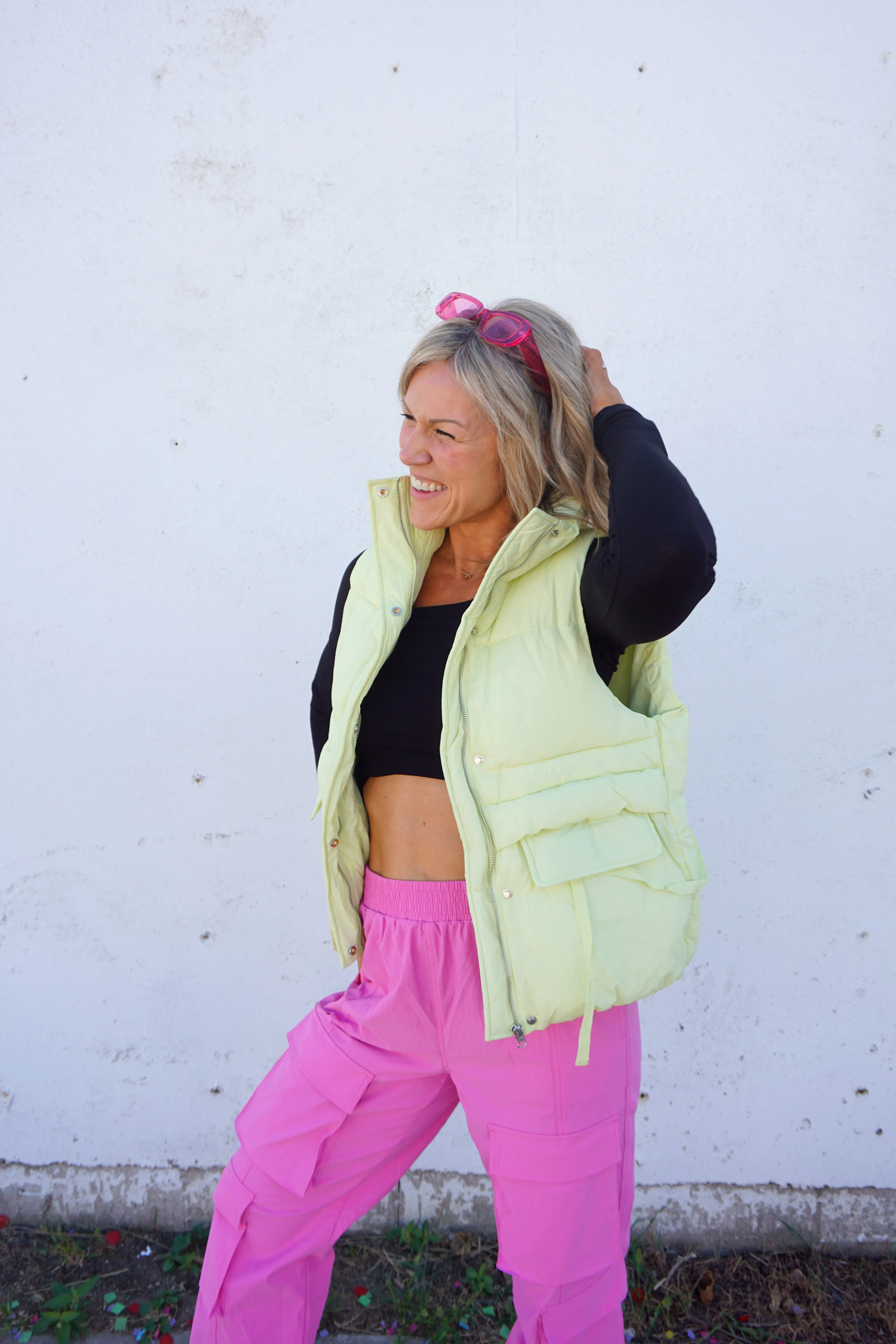 Fuchsia Bungee Hem Cargo Pants