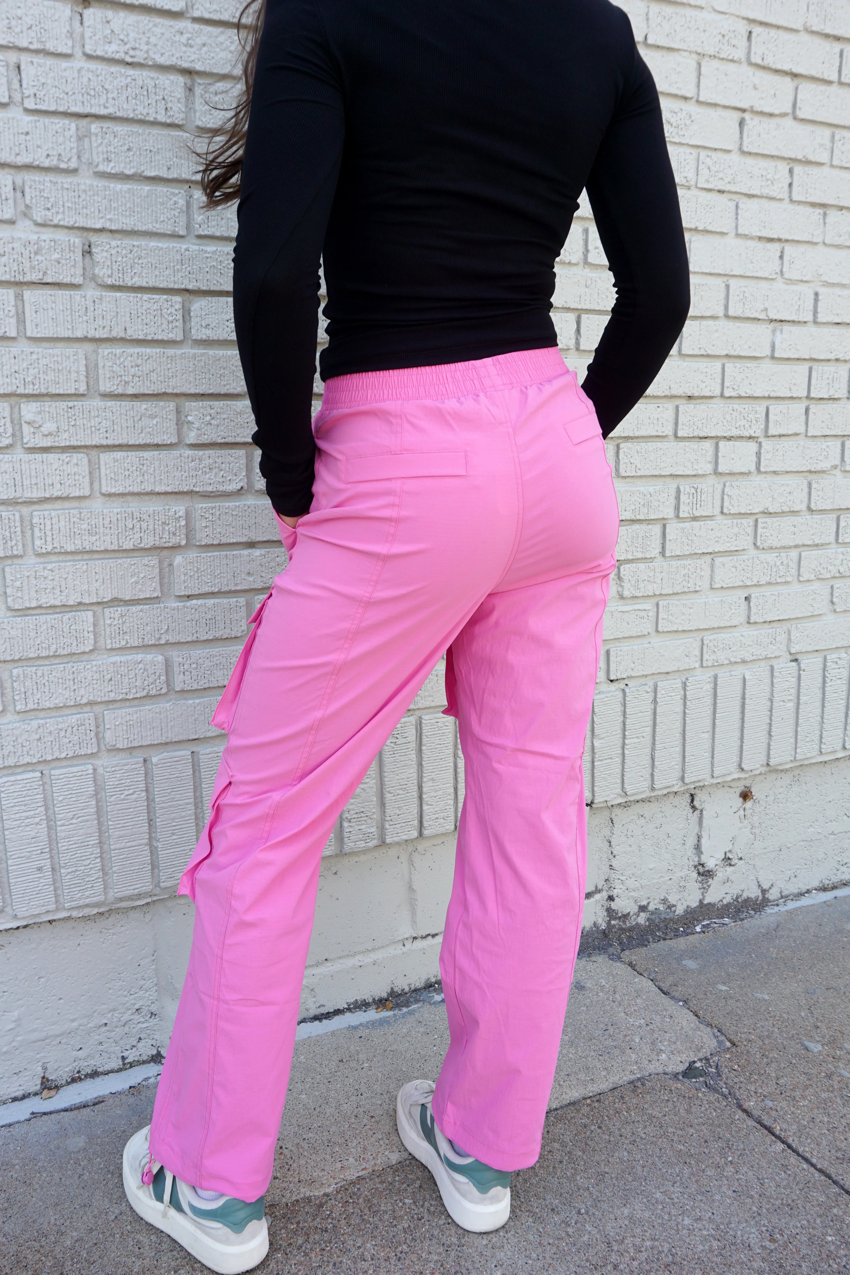 Fuchsia Bungee Hem Cargo Pants