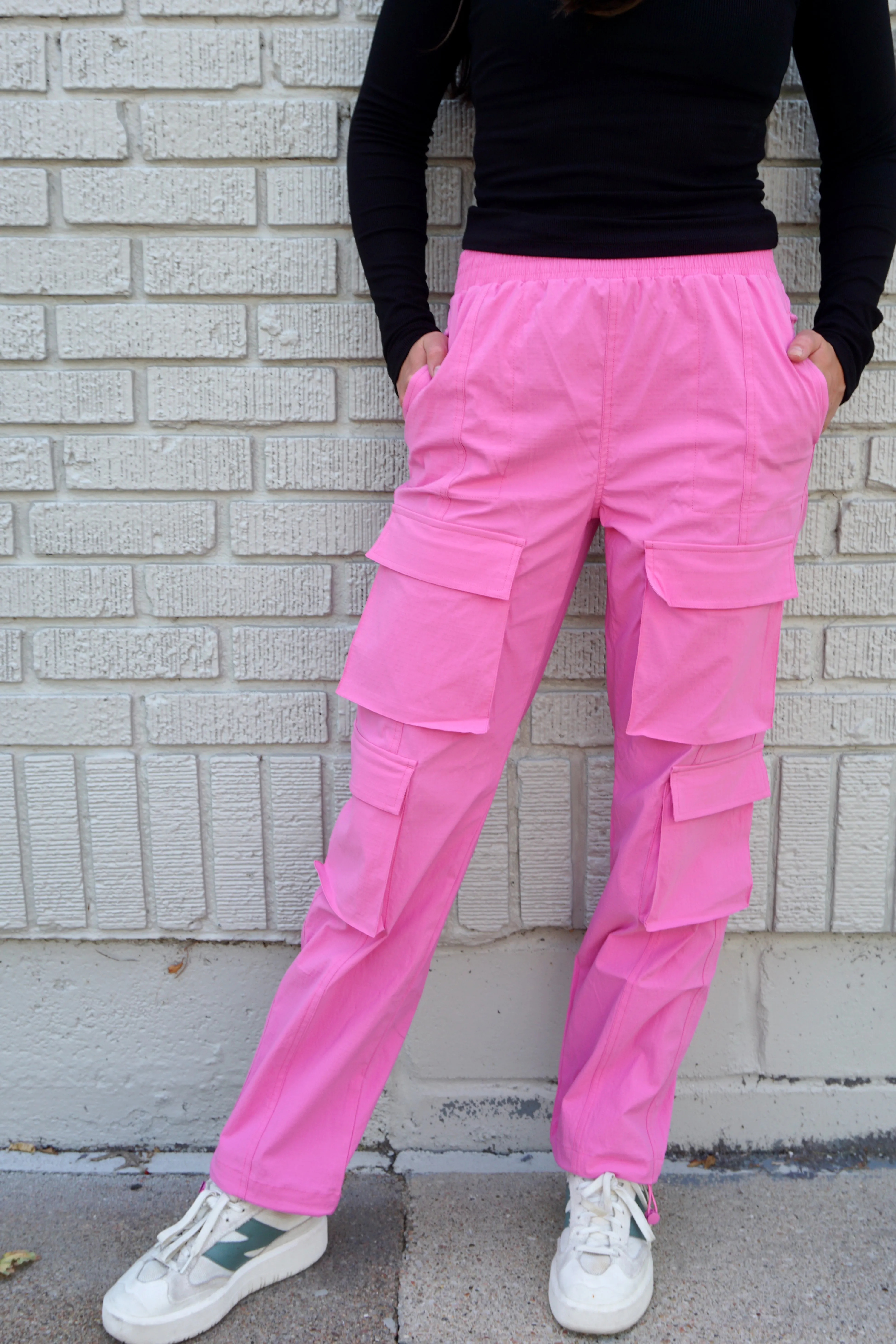 Fuchsia Bungee Hem Cargo Pants