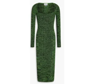 GANNI Marled Ribbed Knit Midi Dress Size S