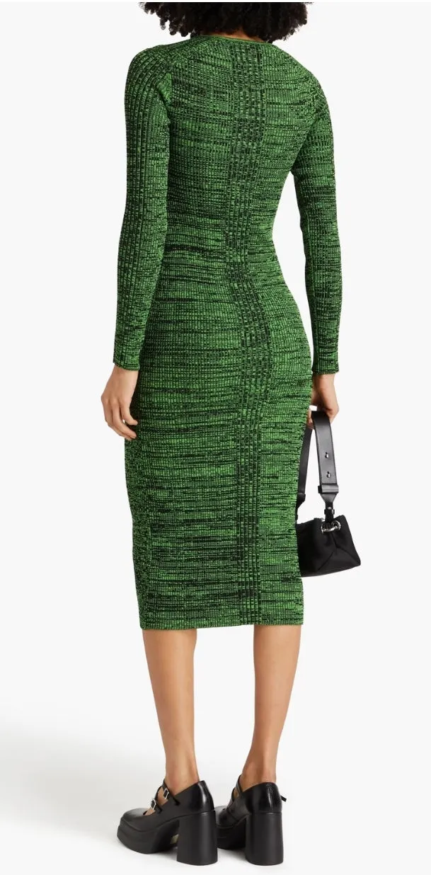 GANNI Marled Ribbed Knit Midi Dress Size S