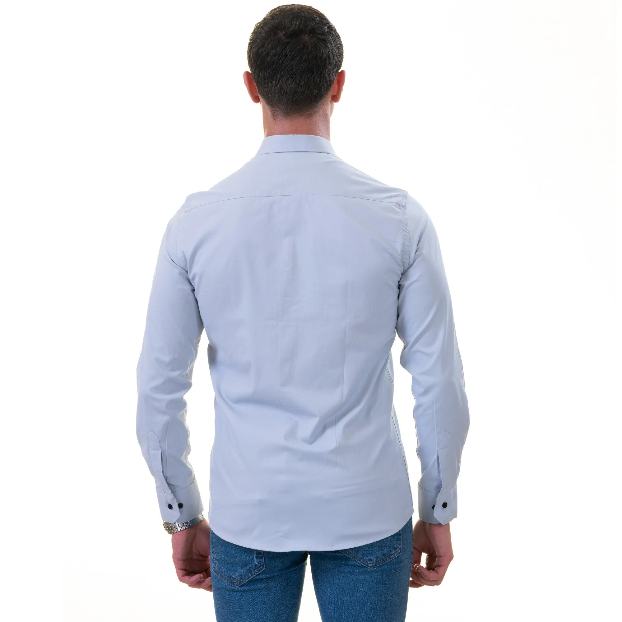 Gray inside Floral Men's  Slim Fit Designer Dress Shirt - Tailored