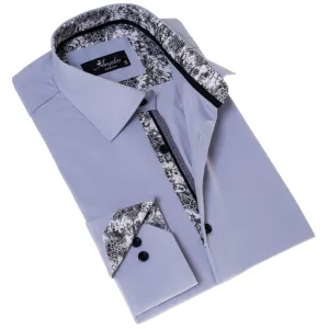 Gray inside Floral Men's  Slim Fit Designer Dress Shirt - Tailored