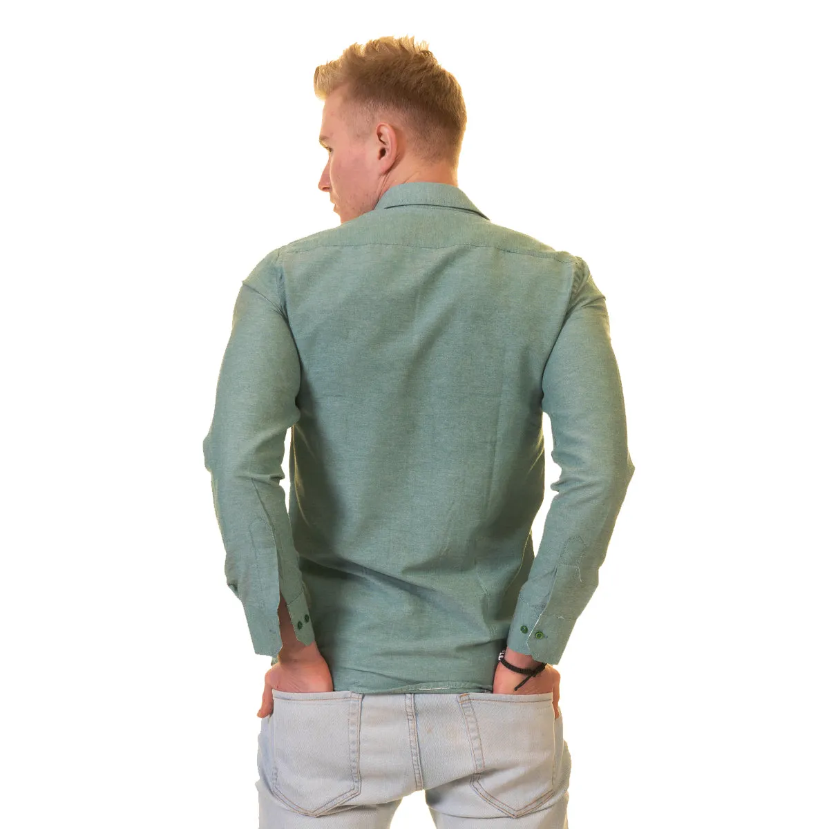 Green Multicolor Pattern Mens Slim Fit Designer Dress Shirt - tailored Cotton Shirts for Work