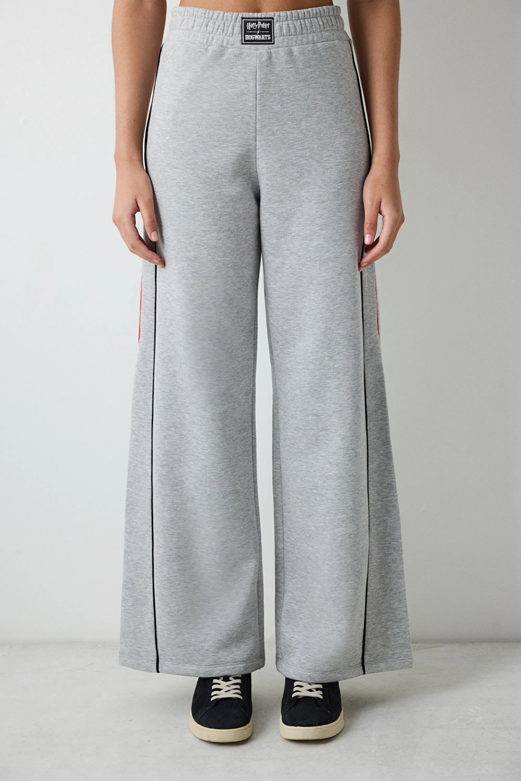 Grey Melange Harry Potter Printed Wide Leg Trousers