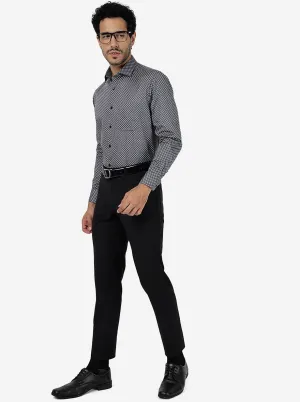 Grey Printed Slim Fit Formal Shirt | Metal